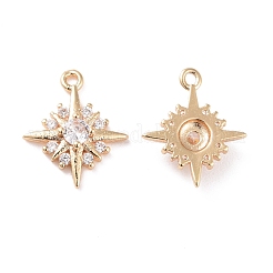 Brass Micro Pave Clear Cubic Zirconia Charms&nbsp;KK-G418-09G