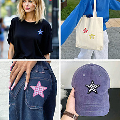 8Pcs 2 Styles Star with Lattice Computerized Embroidery Polyester Iron on/Sew on Patches&nbsp;PATC-TAC0001-28