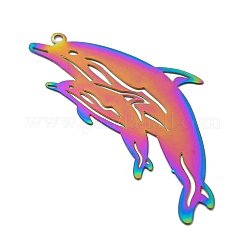 Ion Plating(IP) 201 Stainless Steel Etched Metal Embellishments Pendants&nbsp;STAS-G328-02C-RC