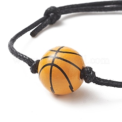 Dyed Natural Wood Sport Theme Beaded Braccelet&nbsp;BJEW-JB09185
