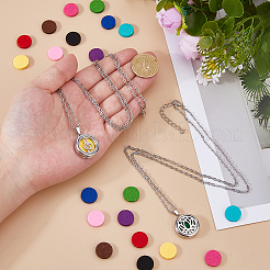 2 Sets Alloy Hollow Essential Oil Diffuser Perfume Locket Pendant 304 Stainless Steel Chain Necklaces&nbsp;NJEW-HS0001-22C