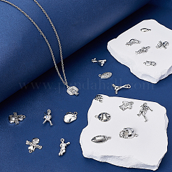 120Pcs 20 Styles Sports Theme Tibetan Style Alloy Pendants&nbsp;TIBEP-ME0001-07