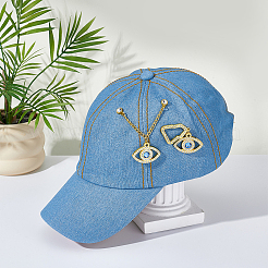 Eye Alloy Rhinestone Cap Chain&nbsp;HJEW-WH0042-150G-02