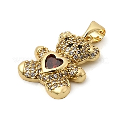 Brass Micro Pave Cubic Zirconia Pendants&nbsp;KK-K258-24H-G-RS