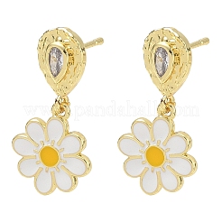 Brass Micro Pave Cubic Zirconia Dangle Stud Earrings for Women&nbsp;EJEW-A167-28G