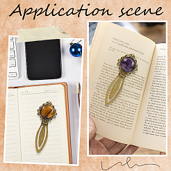 4Pcs 4 Style Natural Gemstone & Alloy Bookmarks&nbsp;OFST-CP0001-07