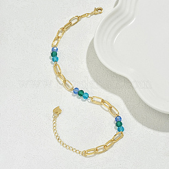 Sweet and Lovely Grass Beaded & Iron Paperclip Chain Anklets for Daily Vacation Gift&nbsp;XC5889-2