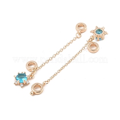 Rack Plating Star Brass Deep Sky Blue Cubic Zirconia European Safety Chains&nbsp;KK-F879-21G