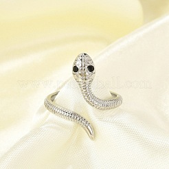 304 Stainless Steel Black Enamel Cuff Rings for Women&nbsp;RJEW-G338-05P