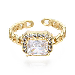 Brass Micro Pave Cubic Zirconia Cuff Rings&nbsp;RJEW-Q161-003D-NF