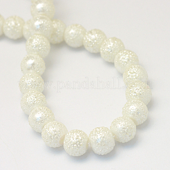 Baking Paint Textured Glass Pearl Round Bead Strands&nbsp;X-HY-Q002-8mm-01