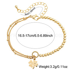 Four Leaf Clover 304 Stainless Steel Charm Bracelets&nbsp;LS-UY0745-1