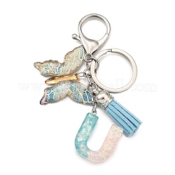 26Pcs Transparent Epoxy Resin & Transparent Acrylic & Faux Suede Tassel Keychain&nbsp;KEYC-JKC01202-21