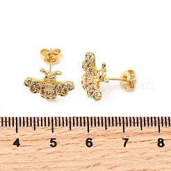 Bees Brass Micro Pave Clear Cubic Zirconia Stud Earrings&nbsp;EJEW-A135-08G