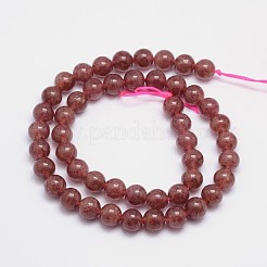 Natural Strawberry Quartz Round Bead Strands&nbsp;G-L411-25-8mm