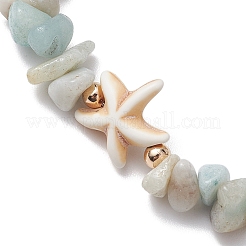 Natural Flower Amazonite Chip Beaded Stretch Bracelets&nbsp;BJEW-JB10689-02
