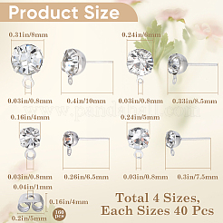 160Pcs 4 Size Alloy Crystal Rhinestone Stud Earring Finding&nbsp;ALRI-SP0001-01P