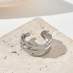 304 Stainless Steel Cuff Open Rings for Women&nbsp;RJEW-L341-03B-P