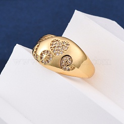 Brass Micro Pave Clear Cubic Zirconia Cuff Rings for Women&nbsp;RJEW-U047-04G
