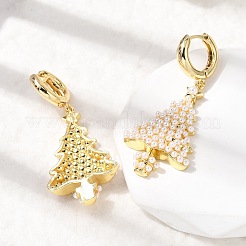 Christmas Brass Dangle Stud Earrings&nbsp;EJEW-L306-05G