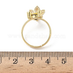 Brass Micro Pave Cubic Zirconia Adjustable Finger Rings for Women&nbsp;RJEW-K307-01G-23