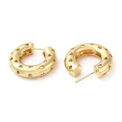Rack Plating Brass Round with Heart Stud Earrings&nbsp;EJEW-E290-01G