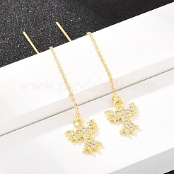 Bird Brass Micro Pave Clear Cubic Zirconia Ear Thread&nbsp;EJEW-H182-08G