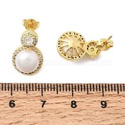 Brass Micro Pave Cubic Zirconia Stud Earrings&nbsp;CU-CBABA66-08G