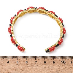 Ladybug Brass Enamel Cuff Bangles for Women&nbsp;BJEW-A171-01G