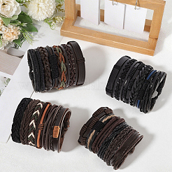 24Pcs 24 Style Adjustable Braided Imitation Leather Cord Bracelets Set for Men&nbsp;BJEW-WH20009-25