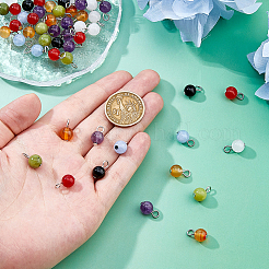 70Pcs 7 Styles Chakra Natural Black Onyx & Carnelian & Amethyst & White Jade & Dyed Malaysia & Dyed Quartz & Taiwan Jade Pendants&nbsp;PALLOY-DC00032