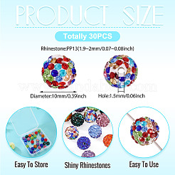 30Pcs Glass Rhinestone Clay Pave Round Beads&nbsp;RB-TA0001-27B