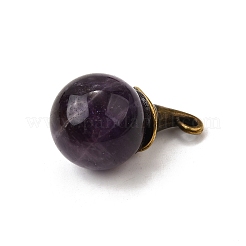 Natural Amethyst Round Pendants with Alloy Witch Hat&nbsp;G-D311-01AB-07