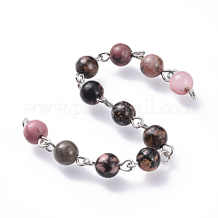 Handmade Natural Rhodonite Beaded Chains&nbsp;AJEW-JB00504-03