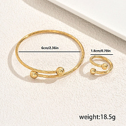Minimalist Stainless Steel Cuff Bangles & Rings Sets for Women&nbsp;UE9342
