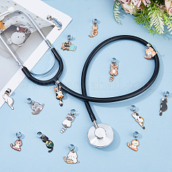 15Pcs Cat Shape Alloy Enamel Stethoscope Pendant Decorations&nbsp;HJEW-DC00156
