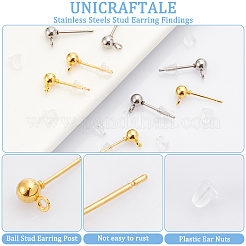 200Pcs 2 Styles Iron & 304 Stainless Steels Stud Earring Findings&nbsp;FIND-UN0003-46