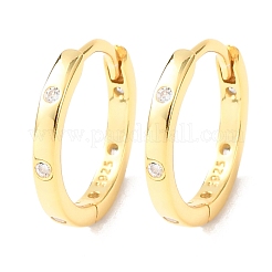 925 Sterling Silver Micro Pave Clear Cubic Zirconia Hoop Earrings&nbsp;EJEW-K317-04G