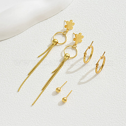 Stainless Steel Retro Chinese Style Floral Tassel Earring Sets&nbsp;OC2286