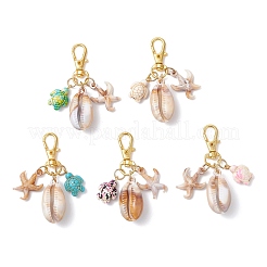 5Pcs 5 Colors Acrylic Shell & Synthetic Turquoise Turtle Pendant Decoration&nbsp;HJEW-JM03876-02