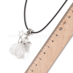 8Pcs 8 Colors Glass Seed Beaded Star Angel Pendant Black Waxed Cotton Cord Necklaces&nbsp;NJEW-MZ00144