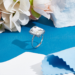1Pc Adjustable 925 Sterling Silver Rectangle Ring Component&nbsp;STER-BC0003-67P