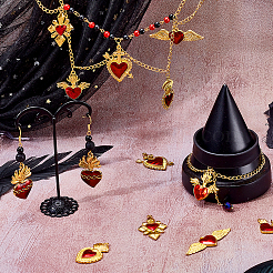 32Pcs 8 Styles Alloy Red Enamel Pendants&nbsp;ENAM-GA0001-18