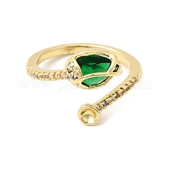 Brass Micro Pave Cubic Zirconia Cuff Open Rings&nbsp;RJEW-P186-02G