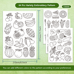 4 Sheets 11.6x8.2 Inch Stick and Stitch Embroidery Patterns&nbsp;DIY-WH0455-042