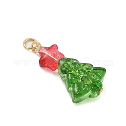 Christmas Tree Dyed & Heated Glass Pendants&nbsp;PALLOY-JF04391