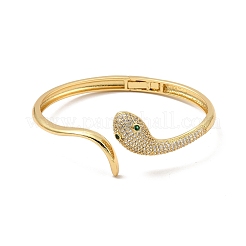 Green Cubic Zirconia Open Cuff Bangle&nbsp;BJEW-P281-05G