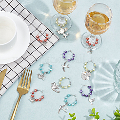 Bird Tibetan Style Alloy Wine Glass Charms&nbsp;AJEW-AB00067