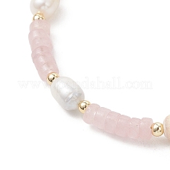 Natural Rose Quartz & Cultured Freshwater Pearl Beaded Bracelets for Women&nbsp;BJEW-JB13249-03