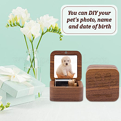 Paw Print Square Wooden Pet Fur Keepsake Storage Magnetic Boxes with 3Pcs Glass Cork Wishing Bottles&nbsp;CON-WH0089-172